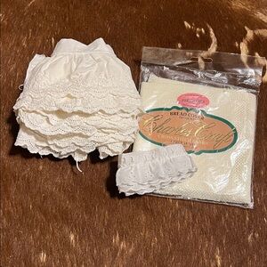 White Eyelet Embroidered Ruffle trim with cross stich fabric